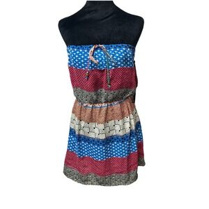 O'Neill Juniors All Over Print‎  Sleeveless Mini Dress Cover Up Buttons Size M
